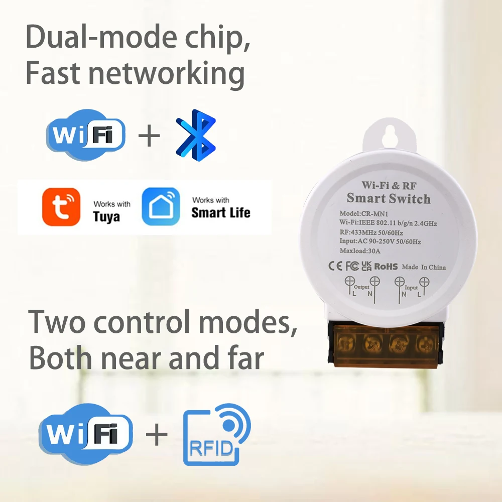 Фото Умный выключатель COLOROK с поддержкой Wi-Fi и RF433, 30 А, 90-250 В №3