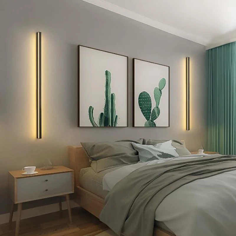 Minimilism Led Wall Lamp Decor Simple Nordic Fixture Sconce Lights for Living Room Bedroom Black Gold Luminaire