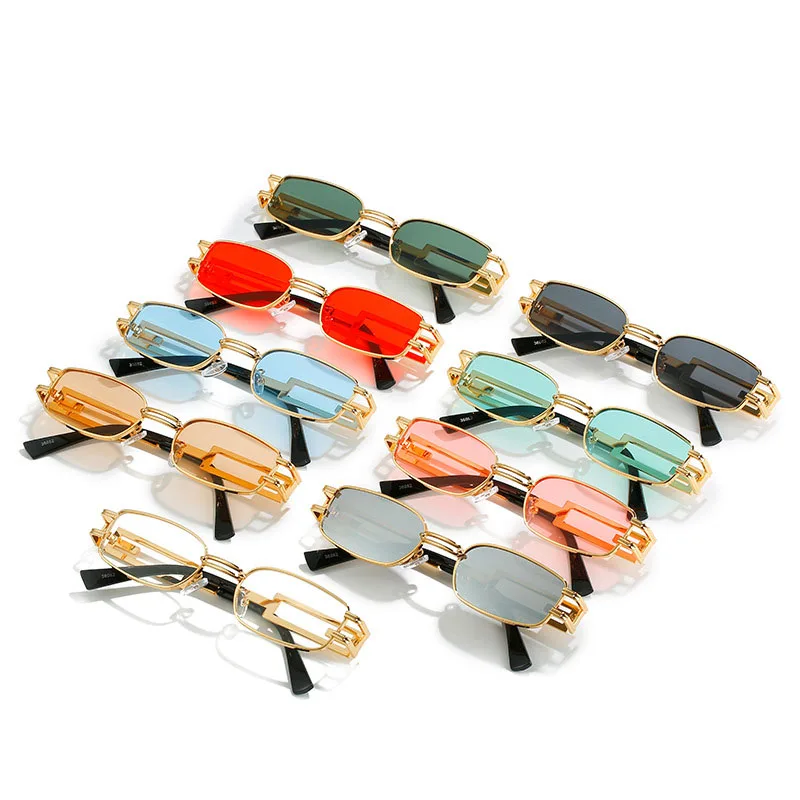 

2022 Fashion Metalpunk Driver Sunglasses Personality Cutout Leg Small Frame Colorful UV400 Casual Sunglasses for Adult,Women,Men