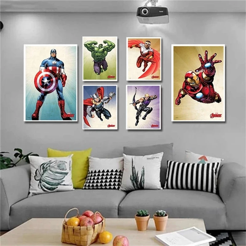 

Картина на холсте Marvel супергерой Мстители Капитан Америка Халк Железный человек настенный художественный плакат и фото украшение для гостиной картина