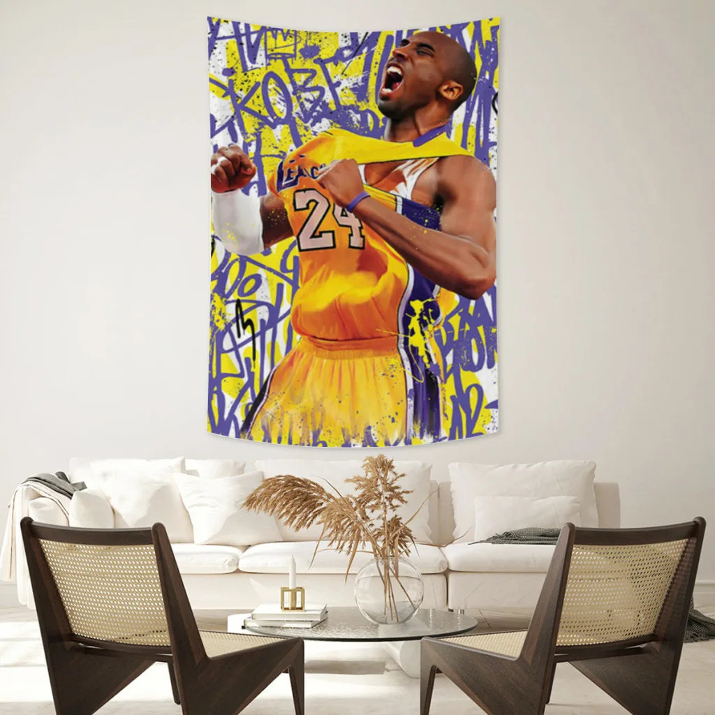 

Famous-basketball-star-bryant-large Printed Wall Tapestry Wall Hanging Bohemian Tapestries Mandala Aesthetic Home Decor