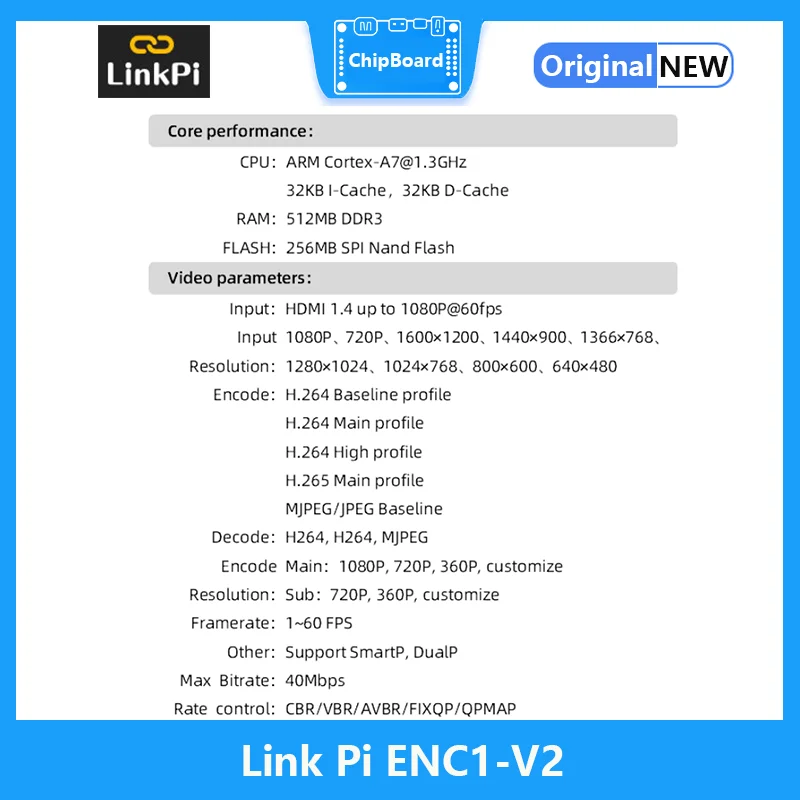 Link Pi ENC1-V2 Hisilicon Hi3520DV400 HDMI кодер-декодер HD SR/RTMP/RTSP/ONVIF/HLS прямая трансляция с