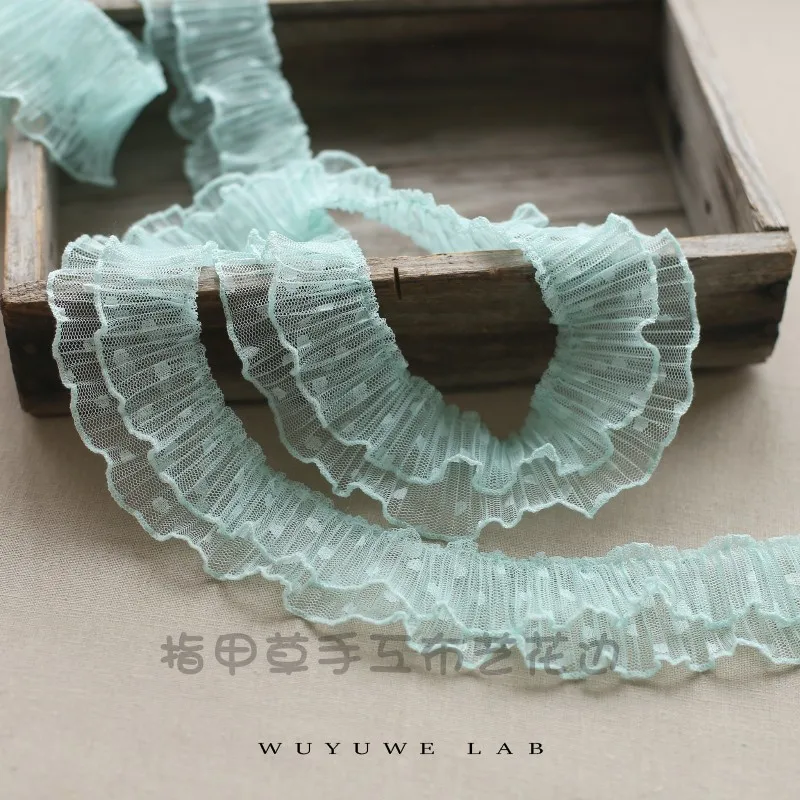 2 м плиссированный тюль кружевная ткань 5 см в горошек отделка аппликация на