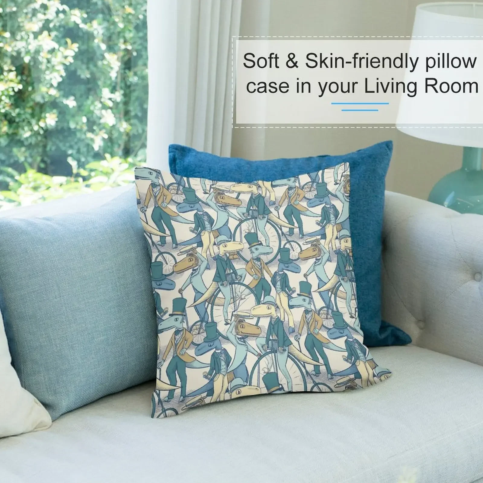 Викторианский велоцираптор джентльмены декоративная подушка рождественские