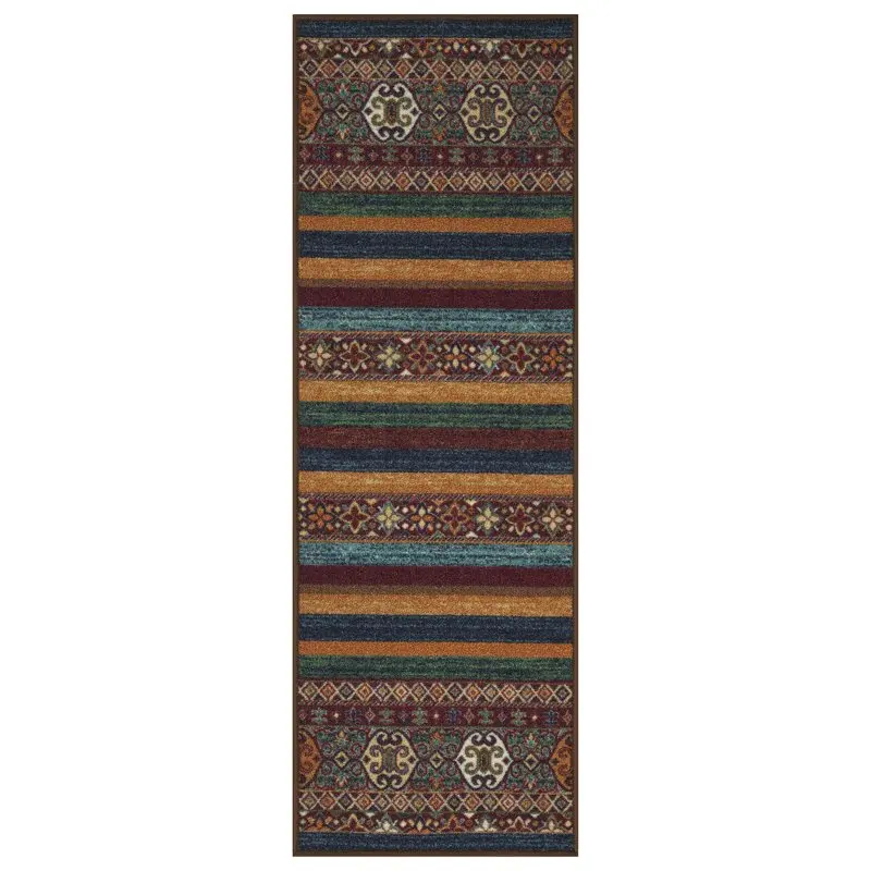 

Non-Slip Rubberback Vintage Striped 2x5 Indoor Runner Rug, 20" x 59", Multicolor Stripes