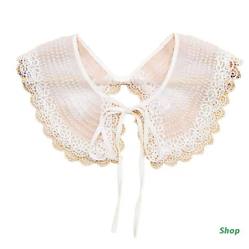 

L5YC False Collar Shoulder Embroidery Collar Detachable Collar Venise Lace Up