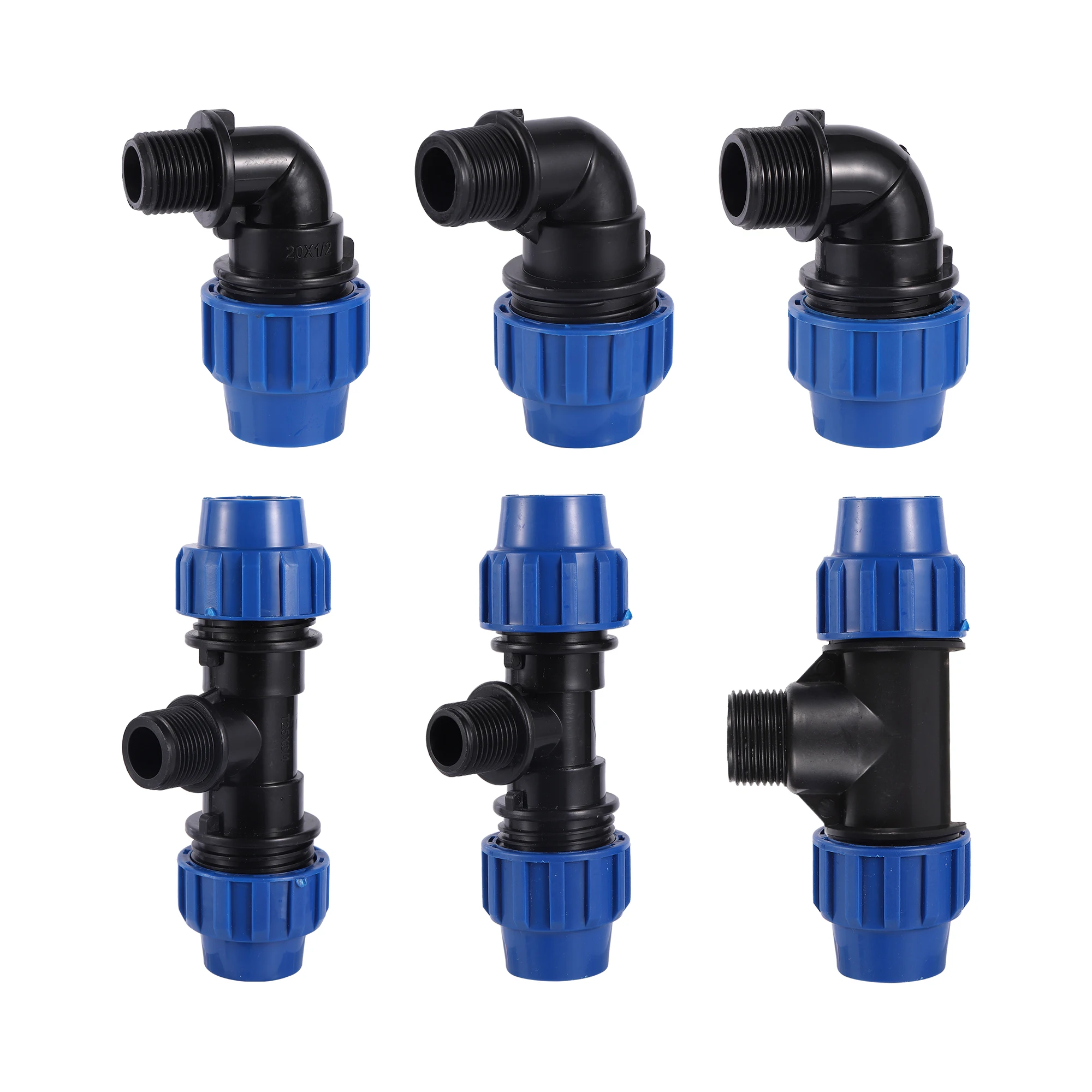 20/25/32mm to 1/2" 3/4" 1" Male PE Pipe Connector Adapter Elbow Tee Fittings Garden Agriculture Irrigation Pipe Fittings