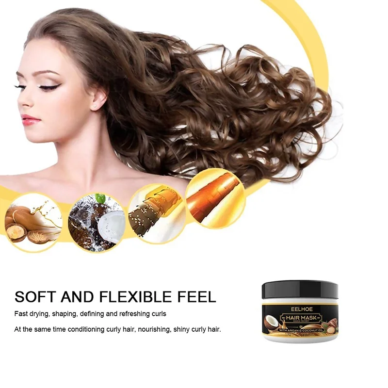 

Sdotter 50ML Coconut Oil Hair Mask Curling Cream Repairs Damaged Hair Roots Nourishes Scalp Improves Dyed, Permed, Frizzy, Soft