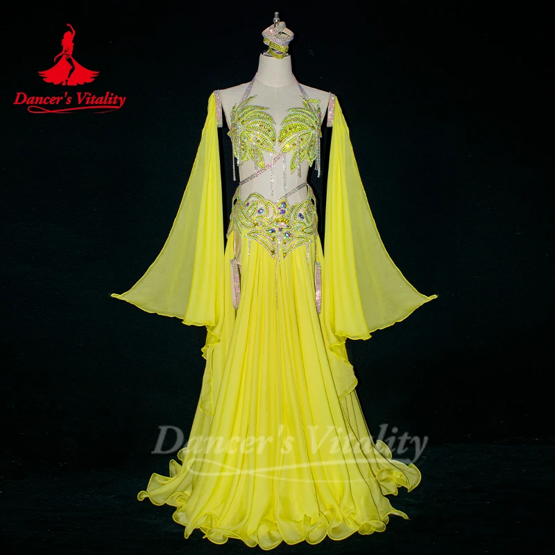 Женский костюм для танца живота шифоновый бюстгальтер + рукава длинная юбка