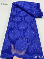african french tulle mesh lace fabric with stones royal blue nigerian net laces fabrics for women party wedding apw4871b