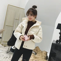 winter cotton coats korean casual overcoat female new loose hooded short parkas mujer harajuku coat jacket women oversized white