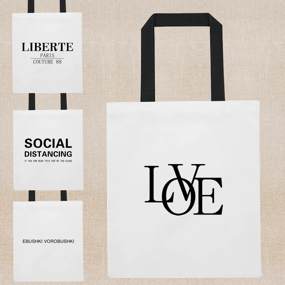 

Y2k Casual Handbag Alphabet Print Shopping bag high-quality Kawaii Tote Eco canvas bag Fashion shoulder bag Women's shopping bag