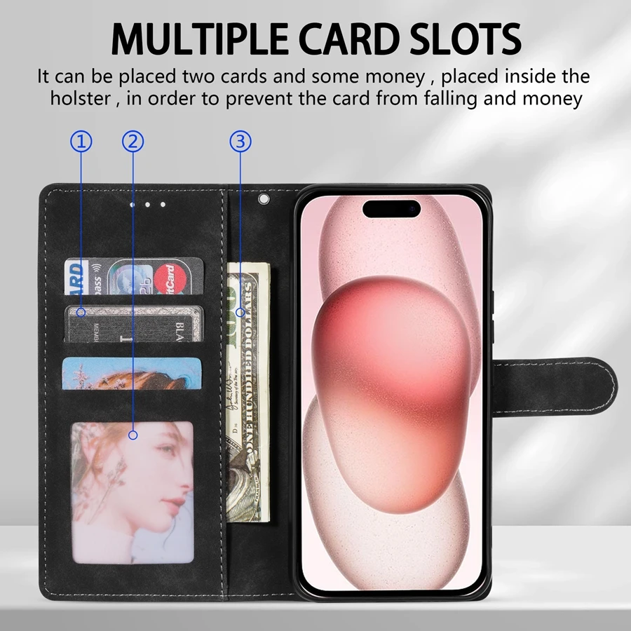 

For iPhone 15 Pro Max Plus Wallet Card Stand Magnetic Flip Leather Case Cover