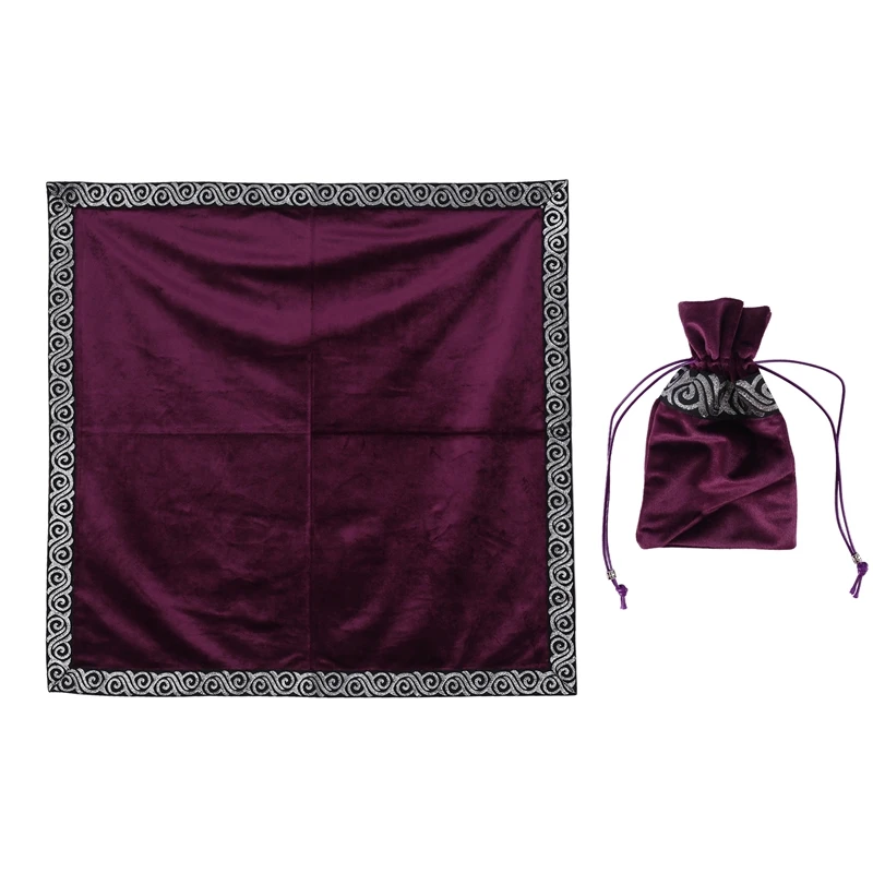 

Бархатная скатерть с рисунком карт Таро, искусственное оформление, скатерть с фиолетовым чехлом для ТАРО