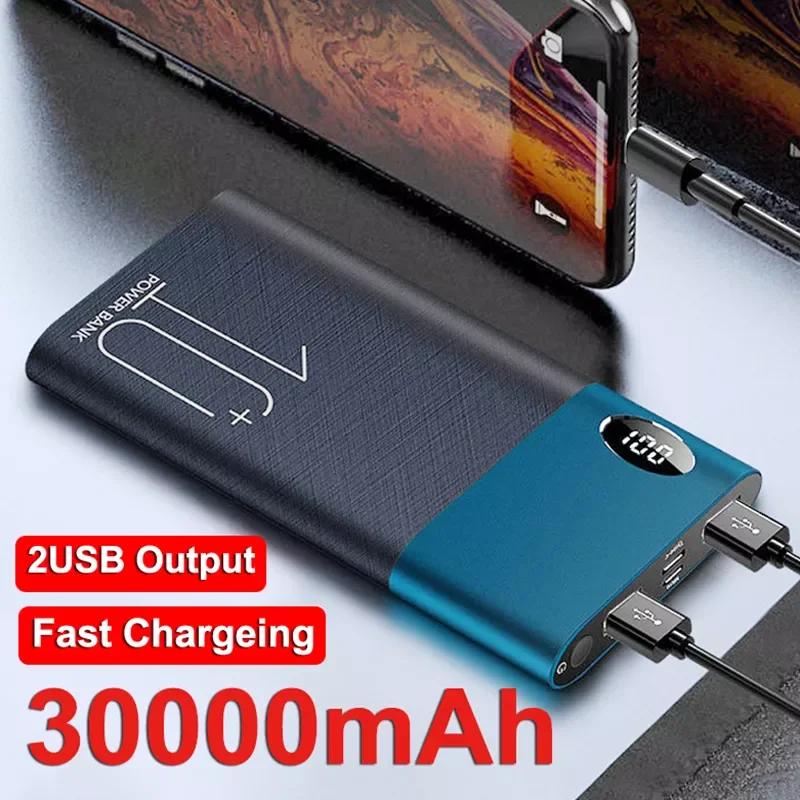 

2023New Two-way Fast Charge Power Bank Portable 30000mAh Charger Digital Display External Battery 2.1A Poverbank for Xiaomi iPho