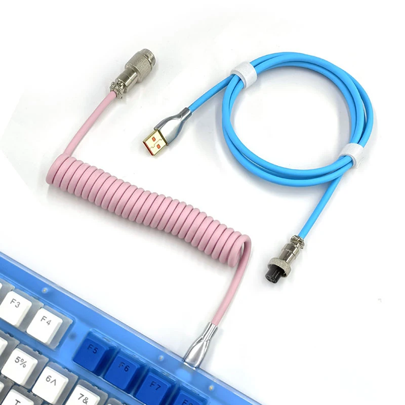 

104keys Mechanical Keyboard Coiled Cable Wire Type C Custom Usb Port Cable Aviator Coiling Cable for Gaming Keyboard Accessories