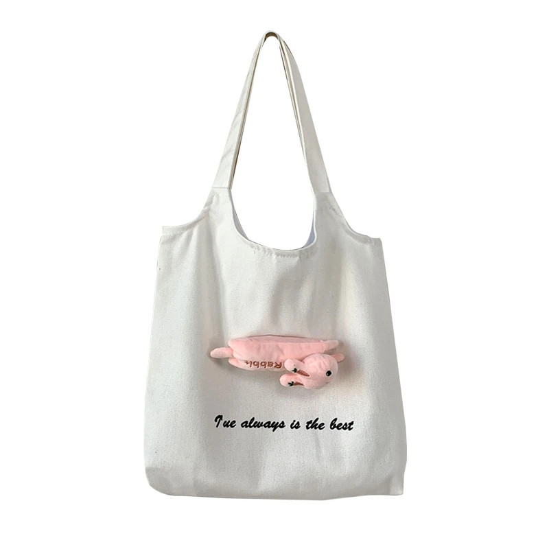 

Canvas Tote Bag for Women Solid Color Shoulder Bags Aesthetic Reusable Grocery Shopping Bag with Pockets Book