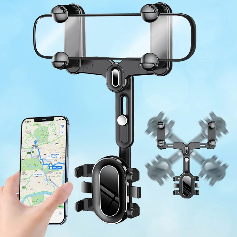 

Car Rearview Mirror Phone Holder Multifunctional Rearview Mirror Phone Holder for Car Upgraded 360° Rotatable and Retractable