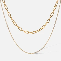 waterproof stainless steel double layer chain choker necklace for women golden 18 k metal party jewelry chunky chain necklaces