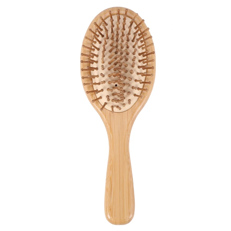 

Best Natural Wooden Paddle Hair Brush For All Hair Types, Ball Tipped Bamboo Bristle Flexible Cushion Base For Scalp Massag, Det