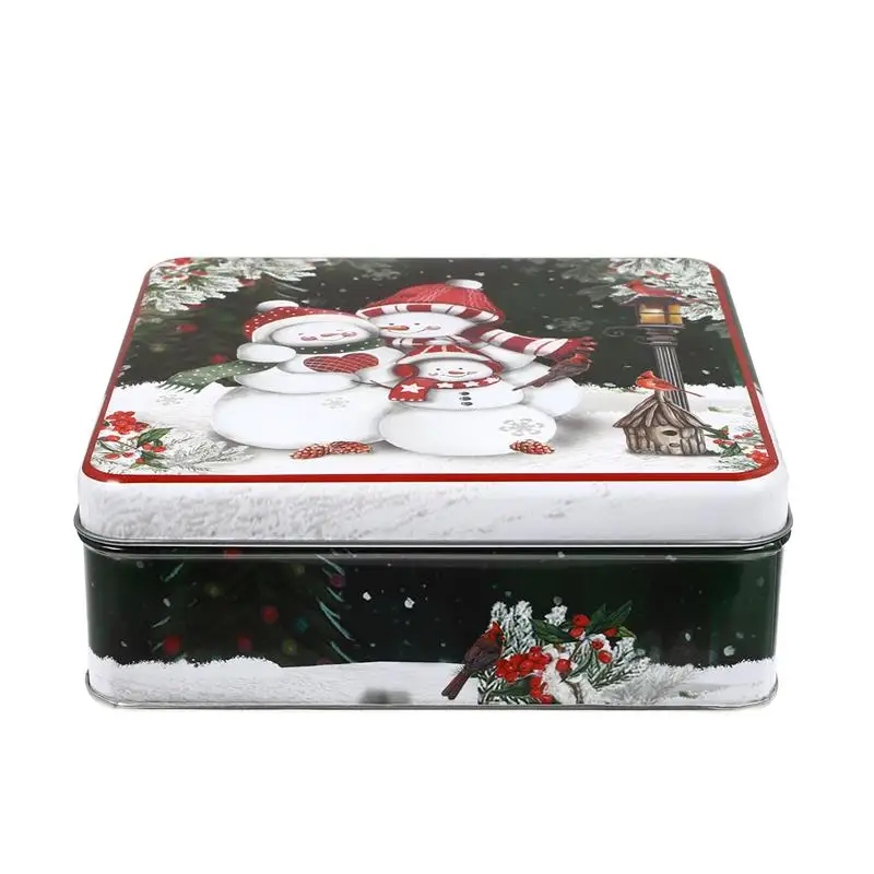 

1 Christmas Tinplate Candy Boxes Christmas Santa Claus Snowman Tinplate Case Candy Biscuit Cookie Storage Box Party Treat Boxes
