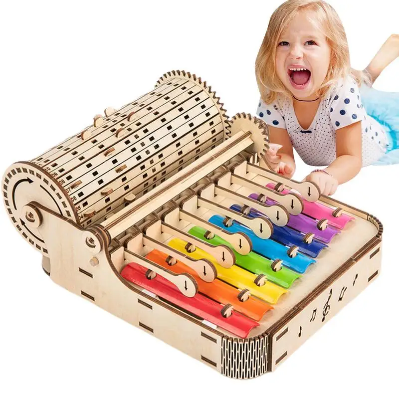 

Wooden Music Toys 3D Hand Cranked Piano Model Musical Toys Toddler Early Development Toy Percussion Educational Toys For Kids