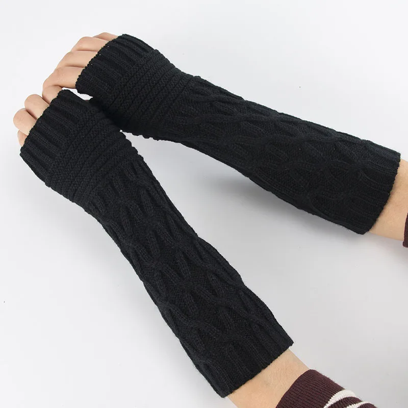 

Winter New Women Half Finger Glove Arm Warmers Solid Hand Warm Knit Long Cold Glove Fashion Thermal Men Clothing Accessories A46