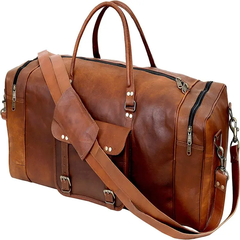 Handmade Vintage Travel Luggage 24 Inch Duffel Gym Sports Bag Weekender