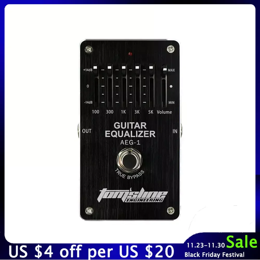 

Aroma AEG-1 EQ 5-Band Guitar Equalizer Electric Guitar Effect Pedal True Bypass Aluminum Alloy Housing Guitar Effect Pedal