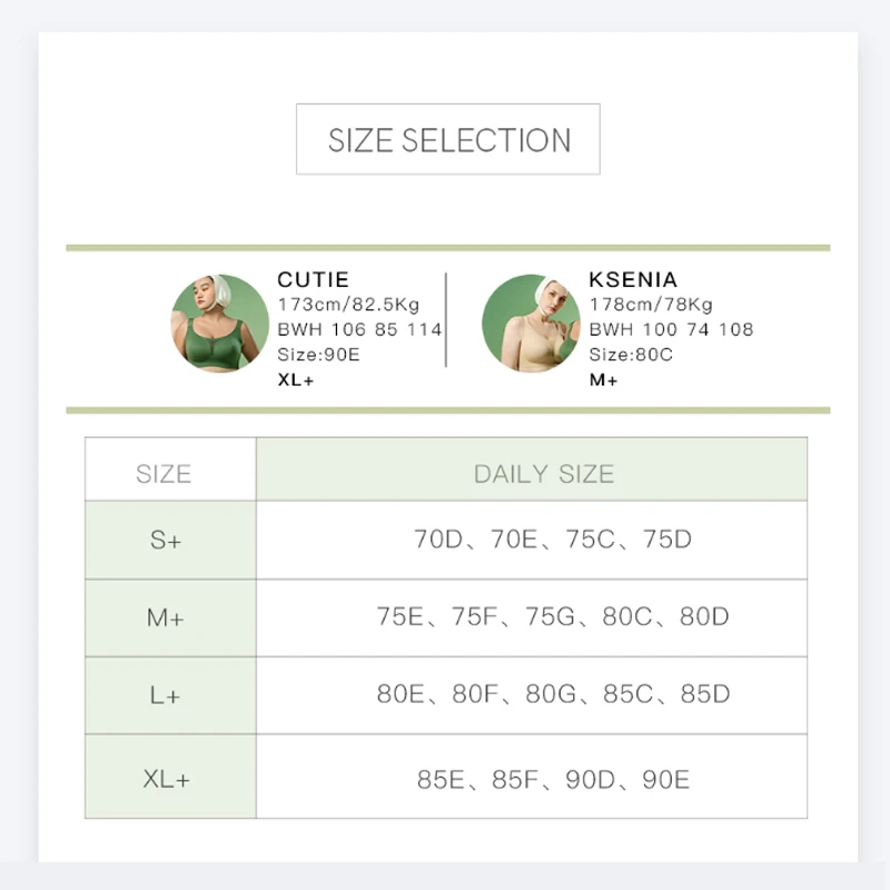 Sujiin Large Size Bras Seamless Bralette for Women Plus Size Wide Straps Minimizer Wireless Push Up Bra Womens Underwear MX126F