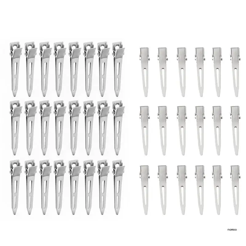 

24Pcs Single Prong Duck Bill Hair Clips Silver Sectioning Hairpins Metal Modelling Positioning Clamp