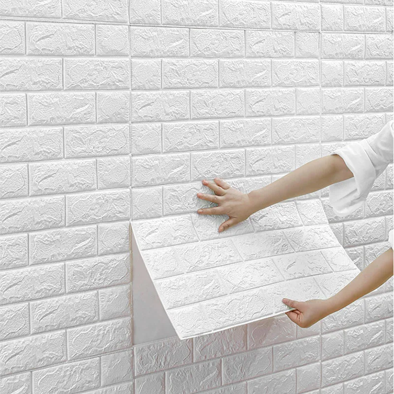 

Continuous 3D Self-adhesive Retro Foam Brick Wallpaper Waterproof and Oil Proof Sticker for Living Room Home Decoration