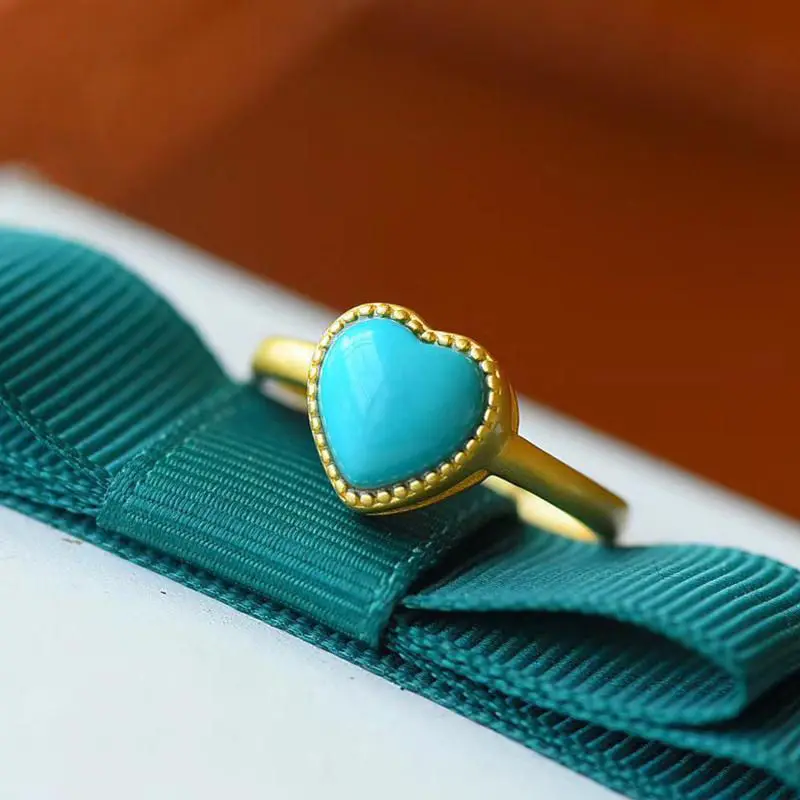 Природные бирюзовый любовь художественный кольцо свежий элегантный синий Малый