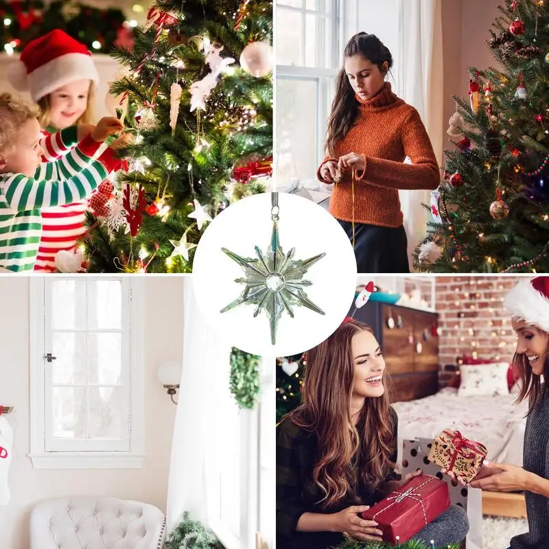 Рождественские украшения с оленями белые снежные хлопья 2D блестящие