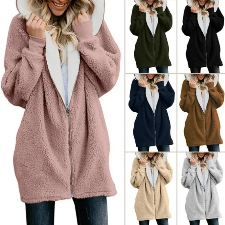 

Women's 2023 Autumn/Winter Lamb Wool Zipper Cardigan Warm Coat Plush Sweater