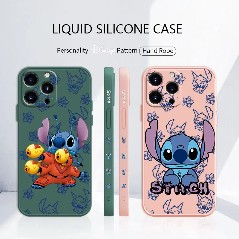 

Design Bag Liquid Coque Case for iPhone 11 12 13 Pro Max 7 8 Plus SE XS 6splus 7+ 7plus Trend Silicone Disney Stitch Kung Fu