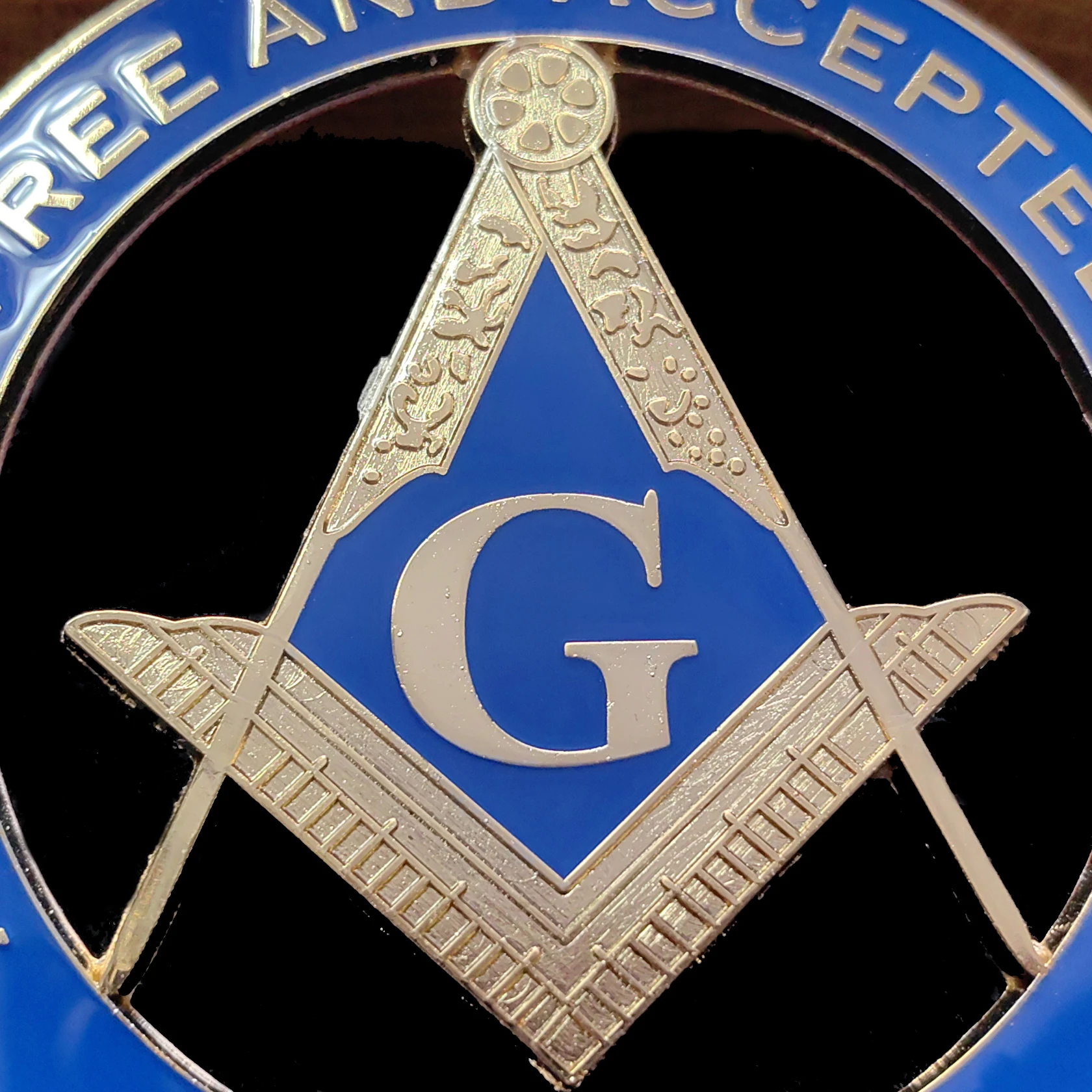 Эмблема масонского автомобиля ANCIENT FREE AND ACCEPTED Значок Mason Freemason размер 3 дюйма No 1