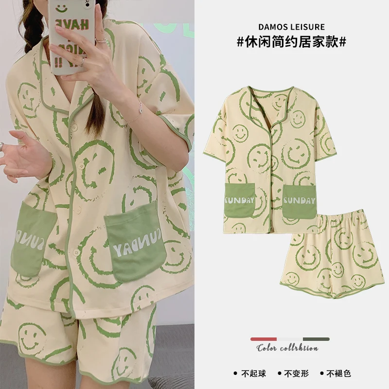 

Летняя новая Пижама для женщин, одежда для дома, женская одежда для сна, наборы для девушек, милая пижама в клетку с отворотом, кавайная Пижама, японский домашний костюм