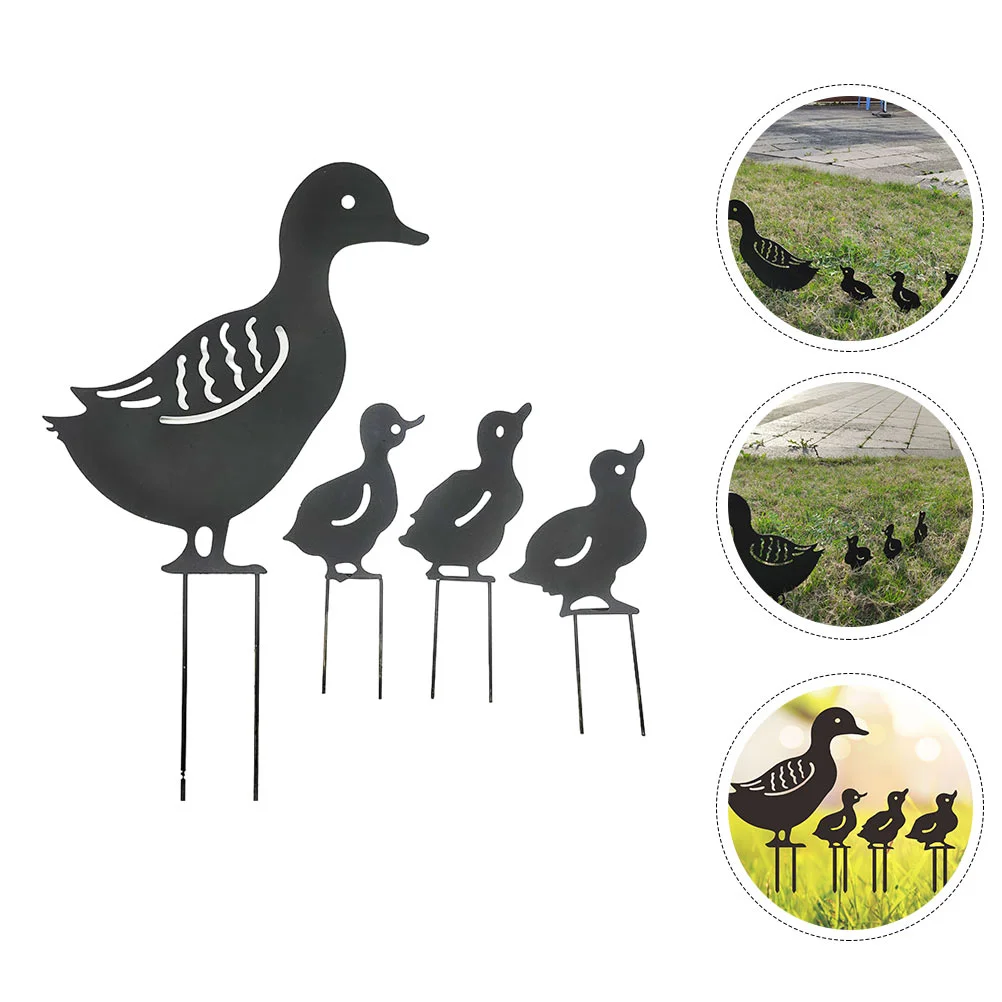 

Iron Duck Decorative Yard Stakes Ground Inserted Ornament Lawn Sculptures Animals Statues Metal