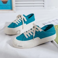 womens summer blue canvas shoes two wearable slip on shoes new ins trendy half slippers fashion womens platform canvas shoes