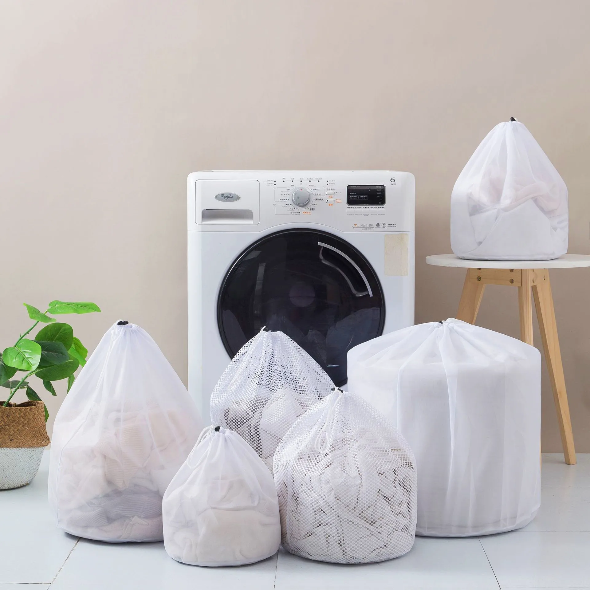Drawstring Mesh Underwear Laundry Basket Washing Bags Organizer Net Washing Machine Bag Large Capacity Dirty Laundry Bag images - 6