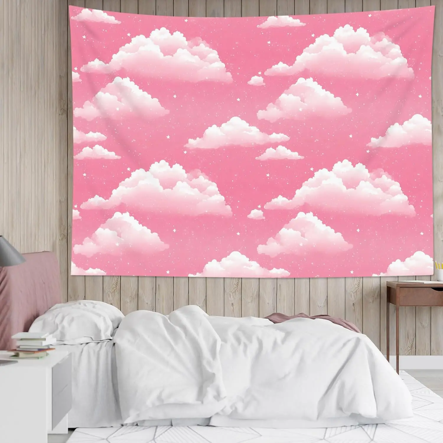 Розовый гобелен с облаком 100% полиэстер