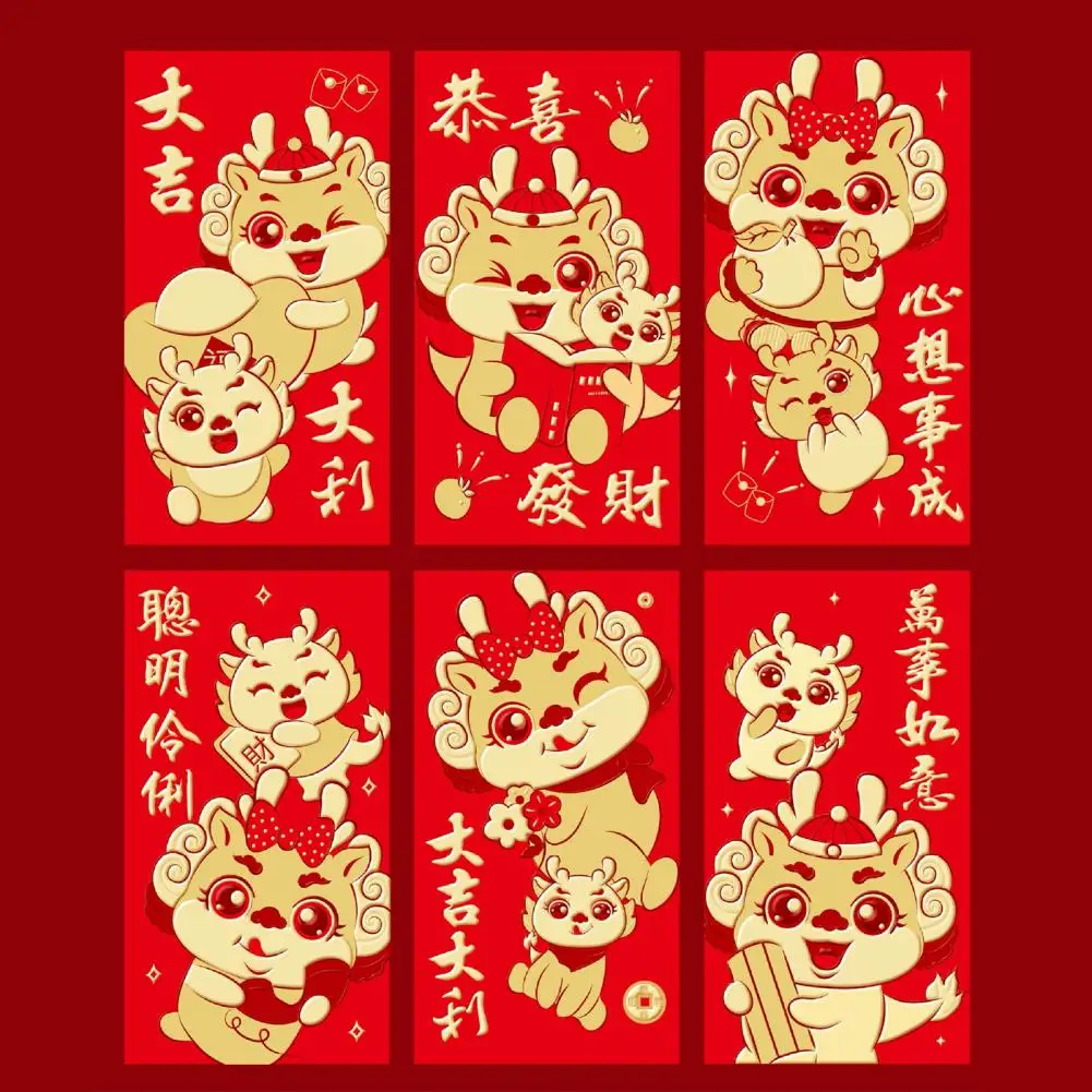

Envelope Traditional Chinese Dragon Envelopes Unique Luck Money Bags for Spring Festival Celebrations 6pcs Set Festive Envelope