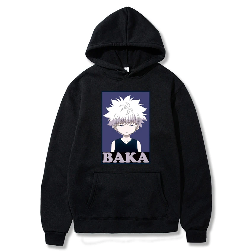 Худи в японском стиле аниме Hunter X Killua Baka модные мужские флисовые свитшоты