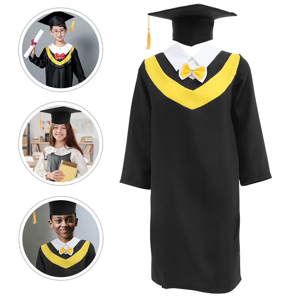 

Doctor's Cap Graduation Gown Toddler Clothes Preschool Academic Dress Kids Hat Polyester Child Outfit Apparel