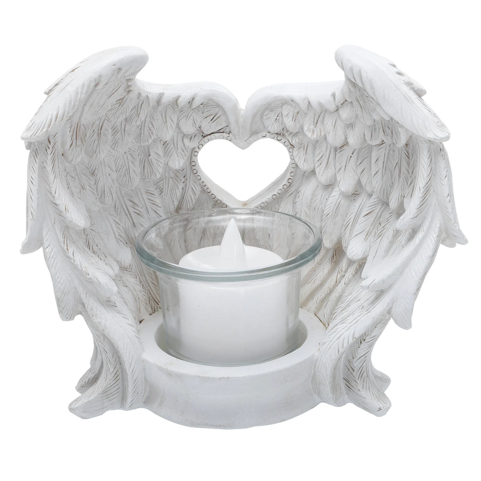 

Resin Angel Wing Love Statue Candle Holder LED Flameless Tealight Candlestick Desktop Adornment Home Decoration