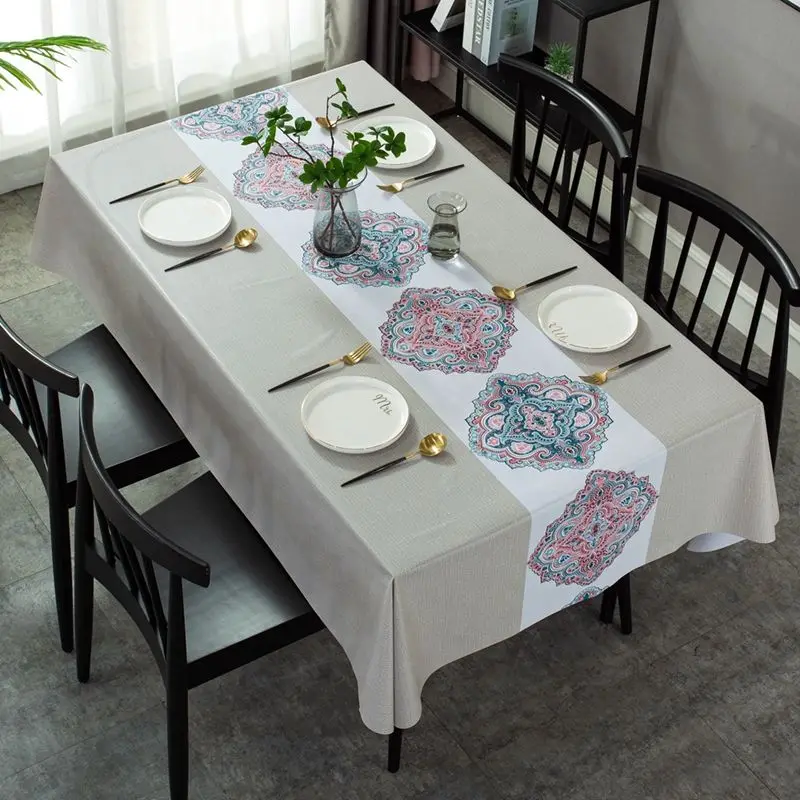 

PVC Tablecloth Printing Color European And American Style Household Birthday Party Tablecloth Cover Rectangular Table Cloth Rag
