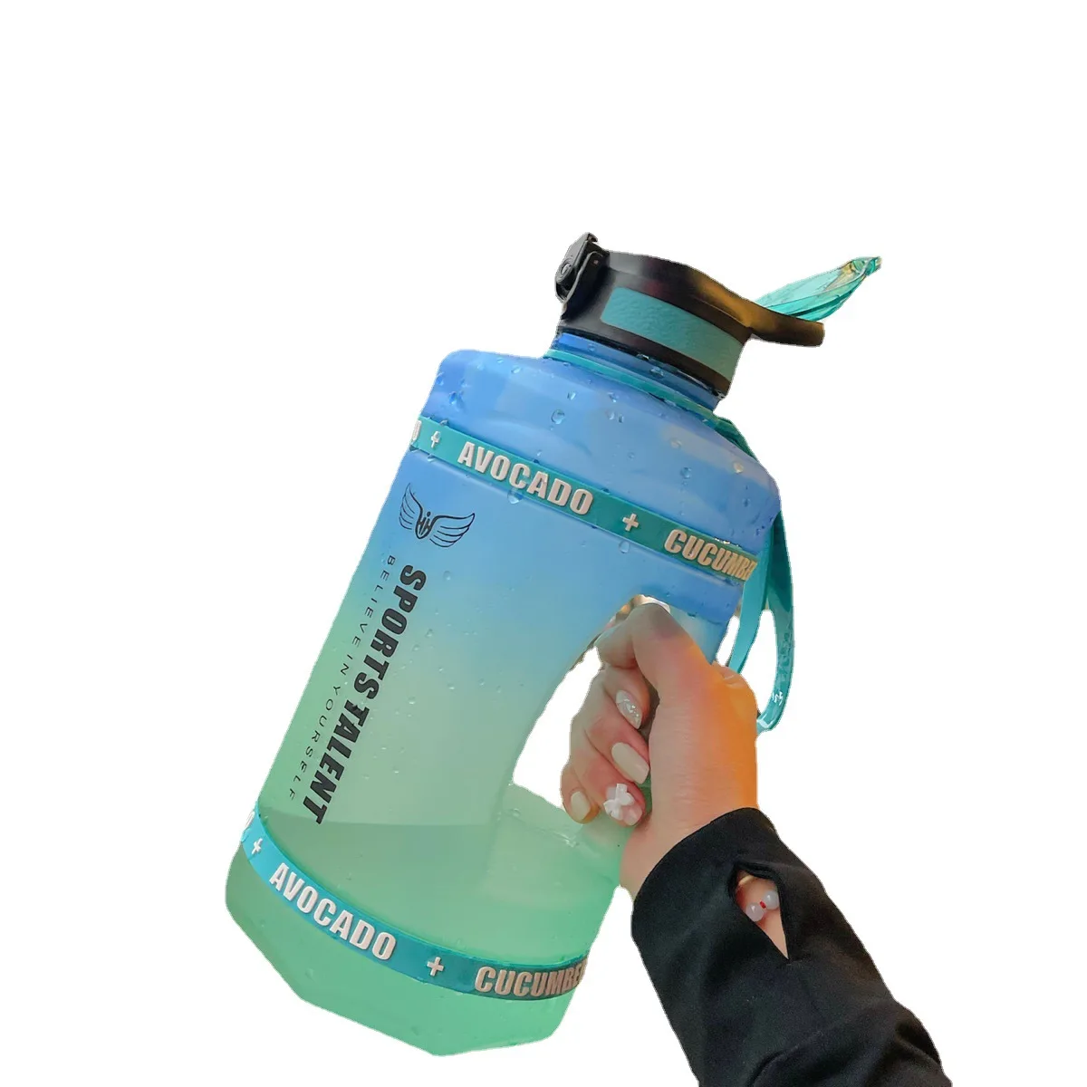 

2.2L Sport Bottle Space Cup Transparent Large Capacity Water Cup Sports Kettle Plastic Outdoor Fitness Practical Long Haul