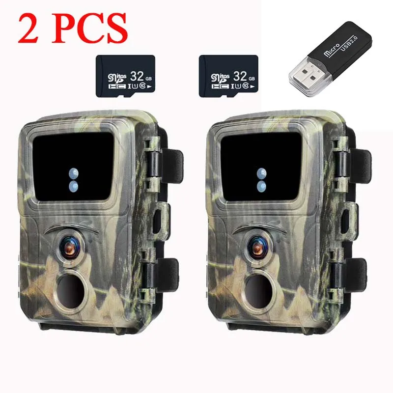 

2Pcs Mini Trail Camera 20MP 1080P Mini600 Infrared Night Vision Motion IP66 Waterproof Wild Trap Game Hunting Photo Monitoring