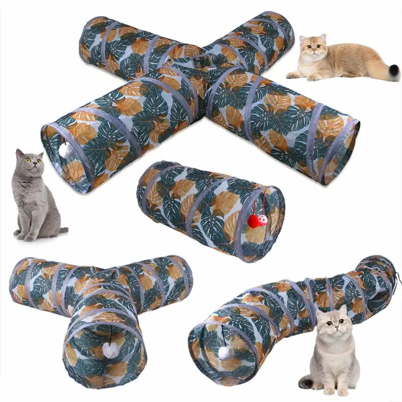 

Convenient Pet Printing Channel Cat Tunnel Tube Foldable Pet Crinkle Tunnels Rabbit Animal Play Tubes Toy Tunnel Bored
